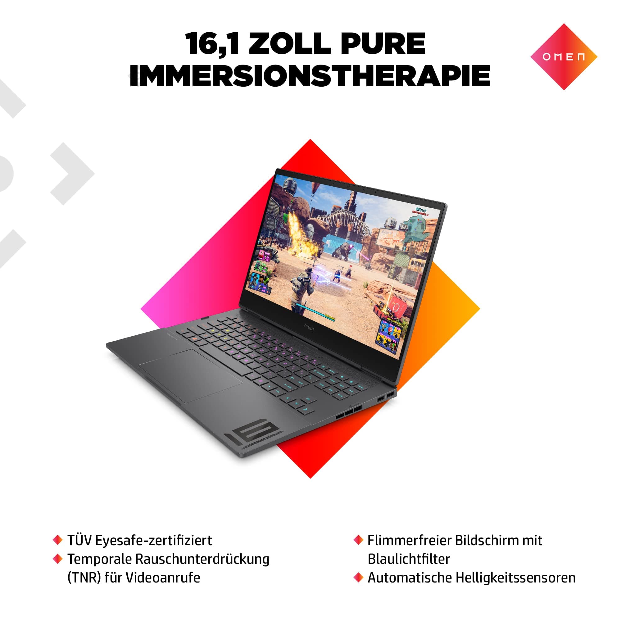 OMEN Gaming Laptop | 16,1" FHD IPS 144Hz Display | AMD Ryzen 7 6800H | 16 GB DDR5 RAM | 512 GB SSD | NVIDIA GeForce RTX 3070Ti | Windows 11 | 4-Zonen QWERTZ Tastatur mit RGB Beleuchtung | Mica Silver AMD Ryzen 7 6800H NVIDIA GeForce RTX 3070Ti FHD Display 144 Hz Bild 6