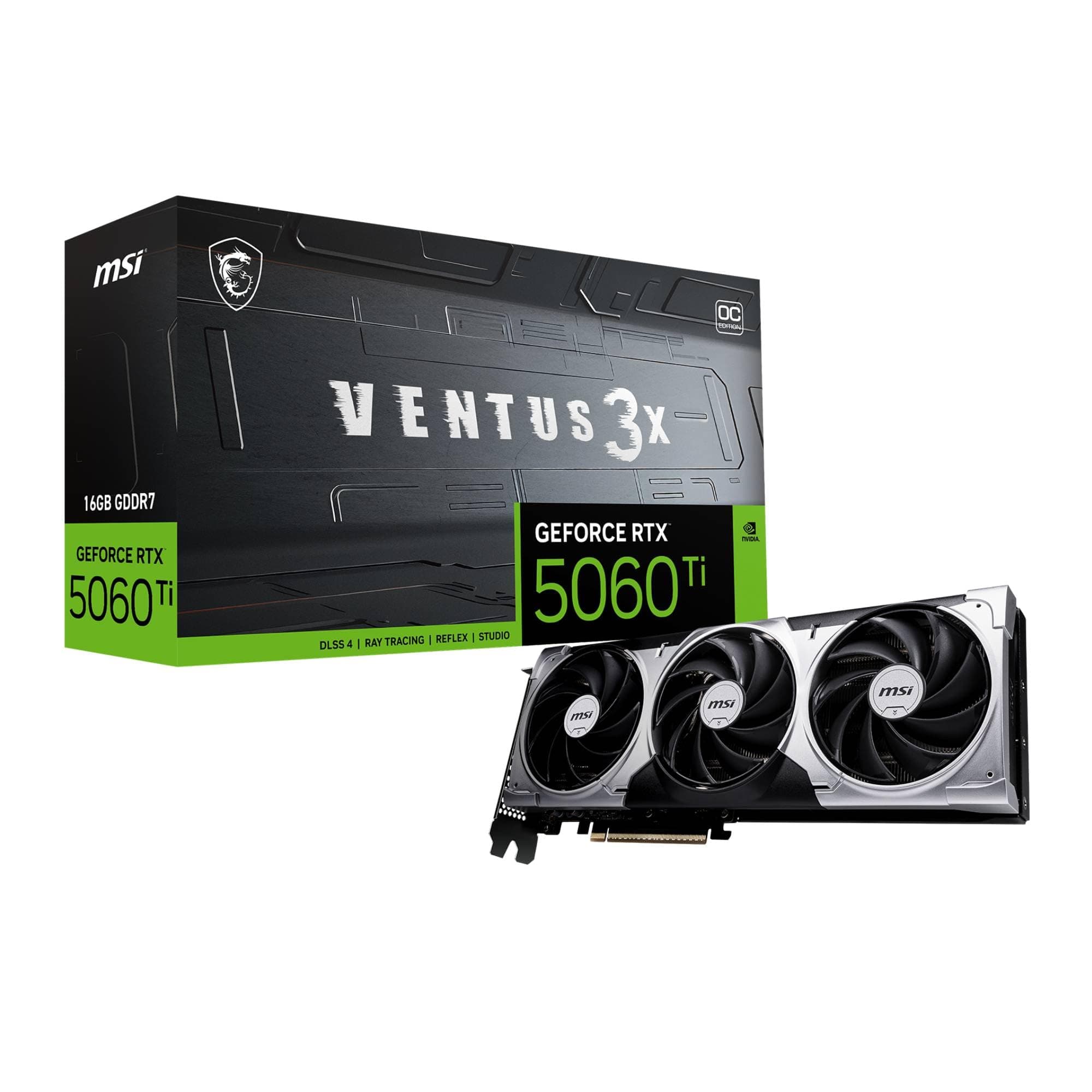MSI GeForce RTX 5060 Ti 16G Ventus 3X OC - 16GB GDDR7 (28Gbps/128-bit), PCIe 5, Boost: 2602 MHz, HDMI 2.1b, DisplayPort 2.1b Bild 2