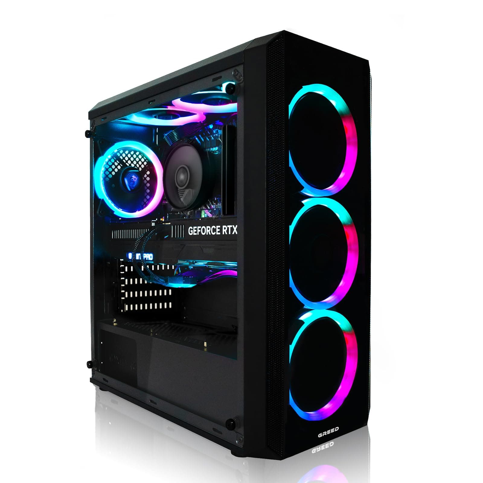Greed® MK2 Lite - Entry Gaming PC mit Intel Core i5 10400F + Nvidia Geforce RTX 3050 - Ultra Schneller RGB Computer + 4K Raytracing Rechner mit 4,30 GHZ - 32 GB DDR4 RAM - 512 GB SSD - WLAN + W11 Pro MK2 LITE | Entry INTEL 32GB