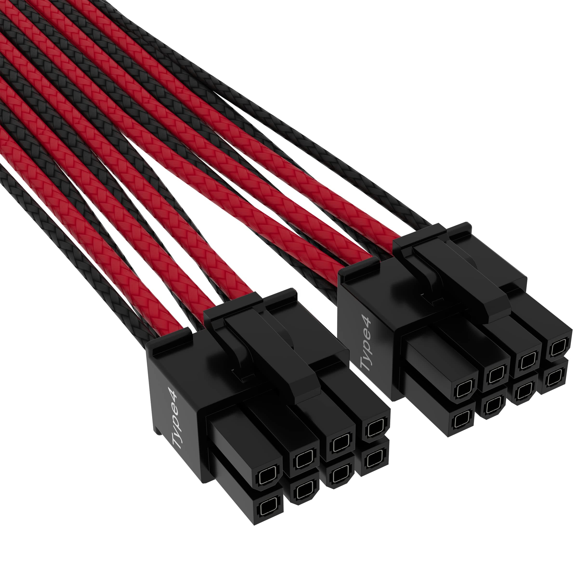 Corsair Premium 600W PCIe 5.0 / Gen 5 12VHPWR-Netzteilkabel – Passend für Typ-4-Netzteile über Zwei 8-Pin-PCIe-Anschlüsse – 12+4-Pin-Stecker – Mesh-Paracord-Ummantelung – Schwarz/Rot Bild 4