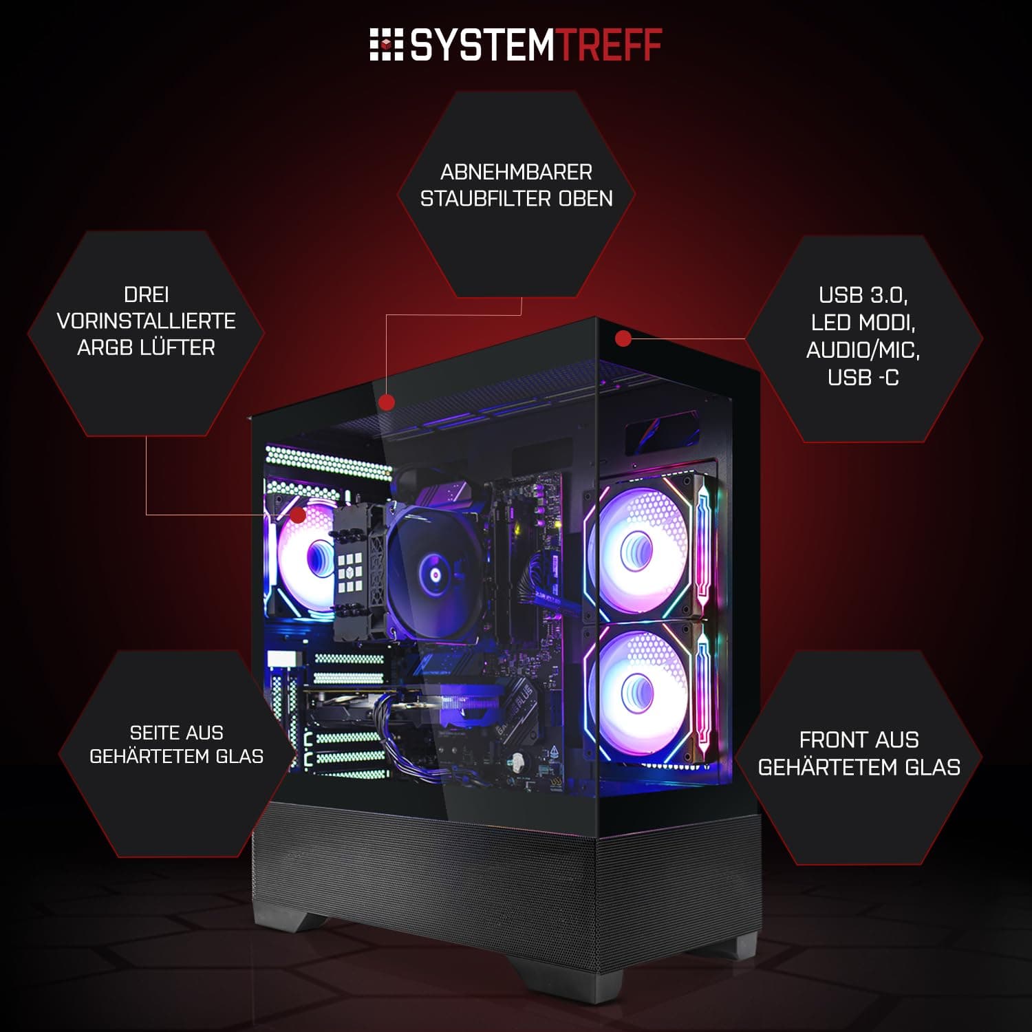 SYSTEMTREFF High-End Gaming PC Intel Core Ultra 5 245KF 6x5.2GHz | Nvidia RTX 5070 12GB | 1TB M.2 NVMe | 32GB DDR5 RAM | Windows 11 | Desktop Computer Rechner für Gamer, Zocker & Streamer Bild 3