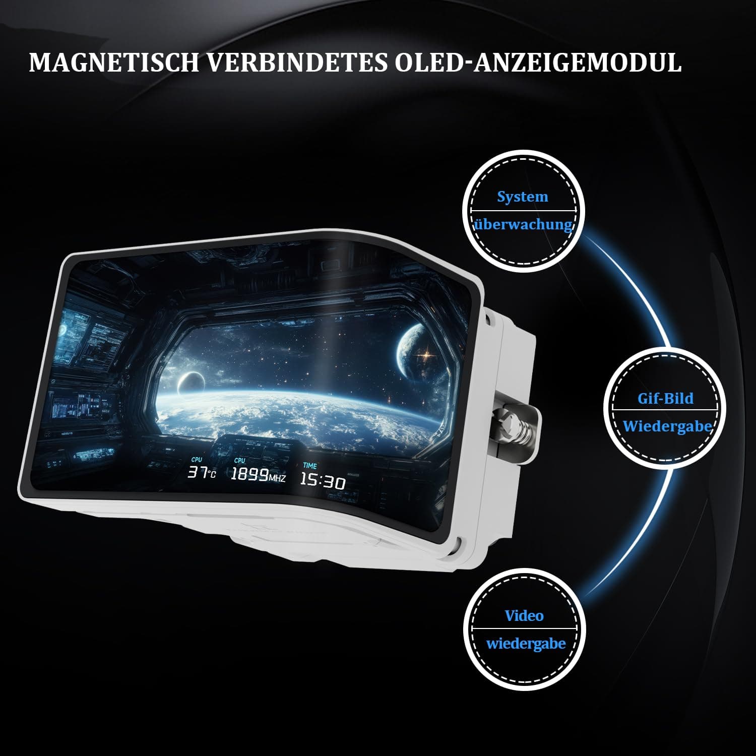 Thermalright Wonder Vision 360 UB ARGB Weißer AIO CPU-Flüssigkeitskühler, für AM5/Intel LGA1851/1700, 6,67-Zoll 3D Curved Screen mit 2400x1080 Auflösungen, Magnetic Panel Screen, 3D/2D Video Support WV360 UB ARGB White Bild 7