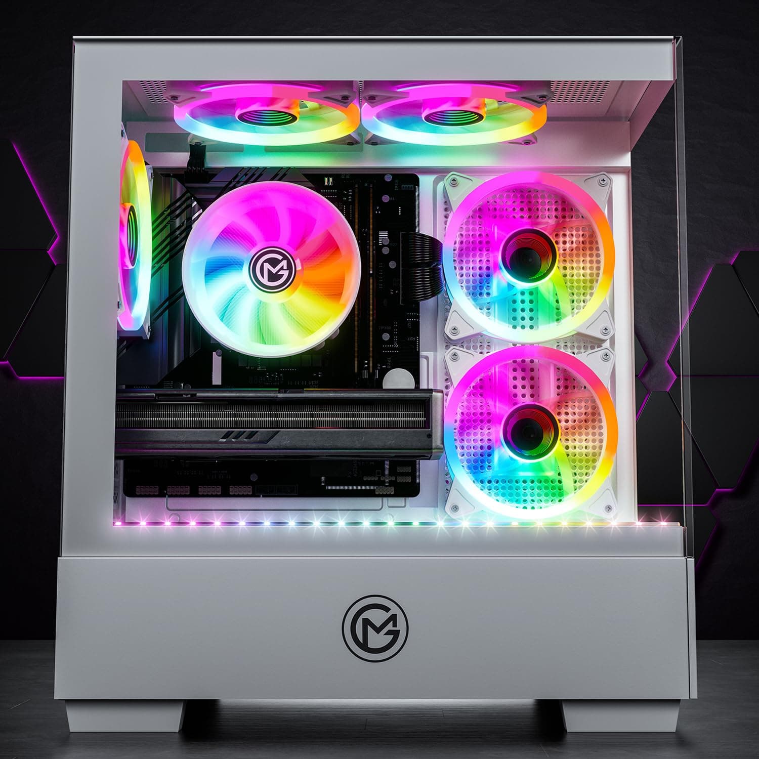 GameMachines Evolv Snow Edition - Gaming PC - AMD Ryzen 7 5700X - AMD Radeon RX 9070 16GB - 1TB SSD - 32GB DDR4 - WLAN - Win 11 Pro RX 9070 + 32GB RAM Weiß Bild 2