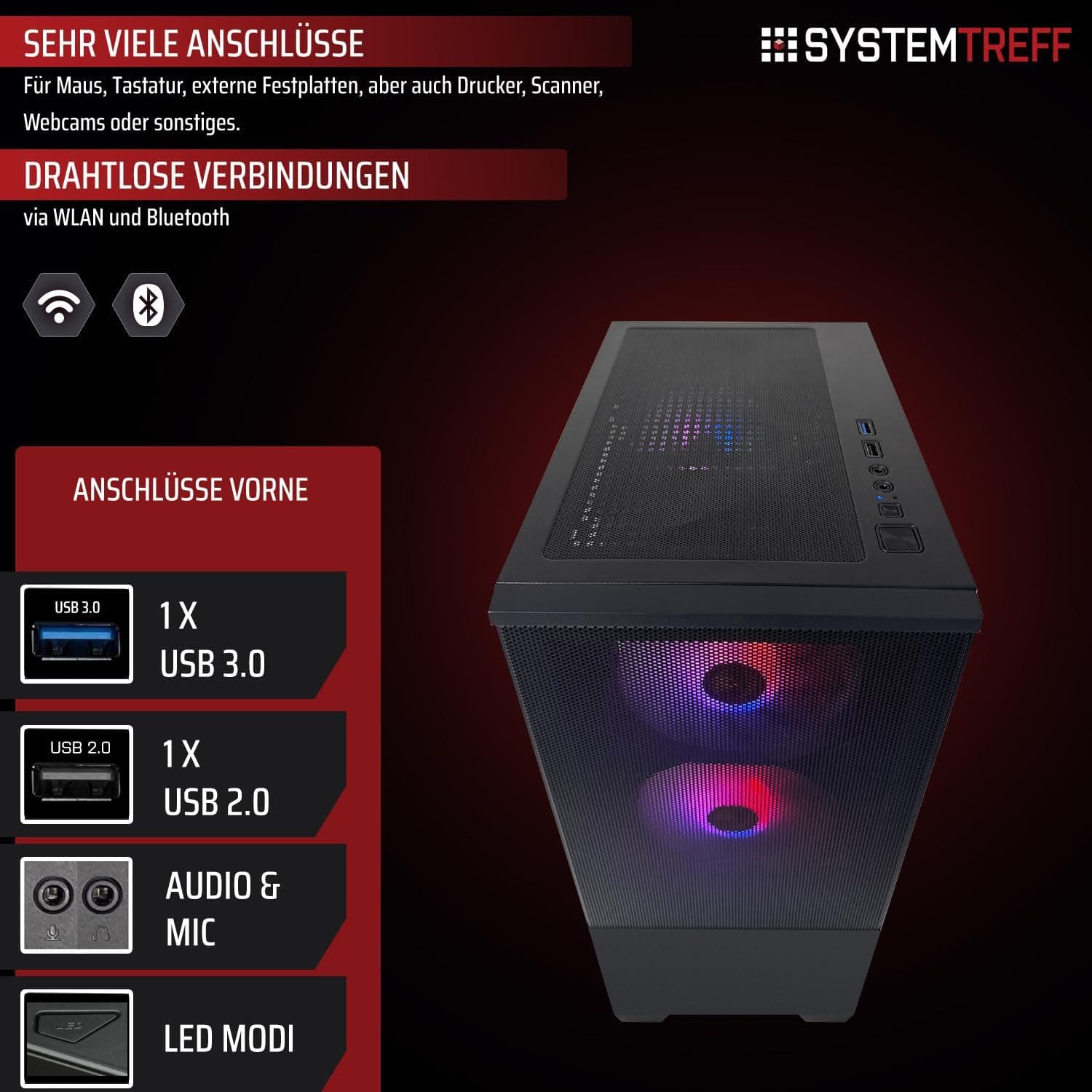 SYSTEMTREFF Basic Gaming PC Intel Core i5-12500 6x4.6GHz | Nvidia RTX 3050 6GB DX12 | 512GB M.2 NVMe | 16GB DDR4 RAM | Windows 11 | WLAN Desktop Computer Rechner für Gamer, Zocker & Streamer Bild 4