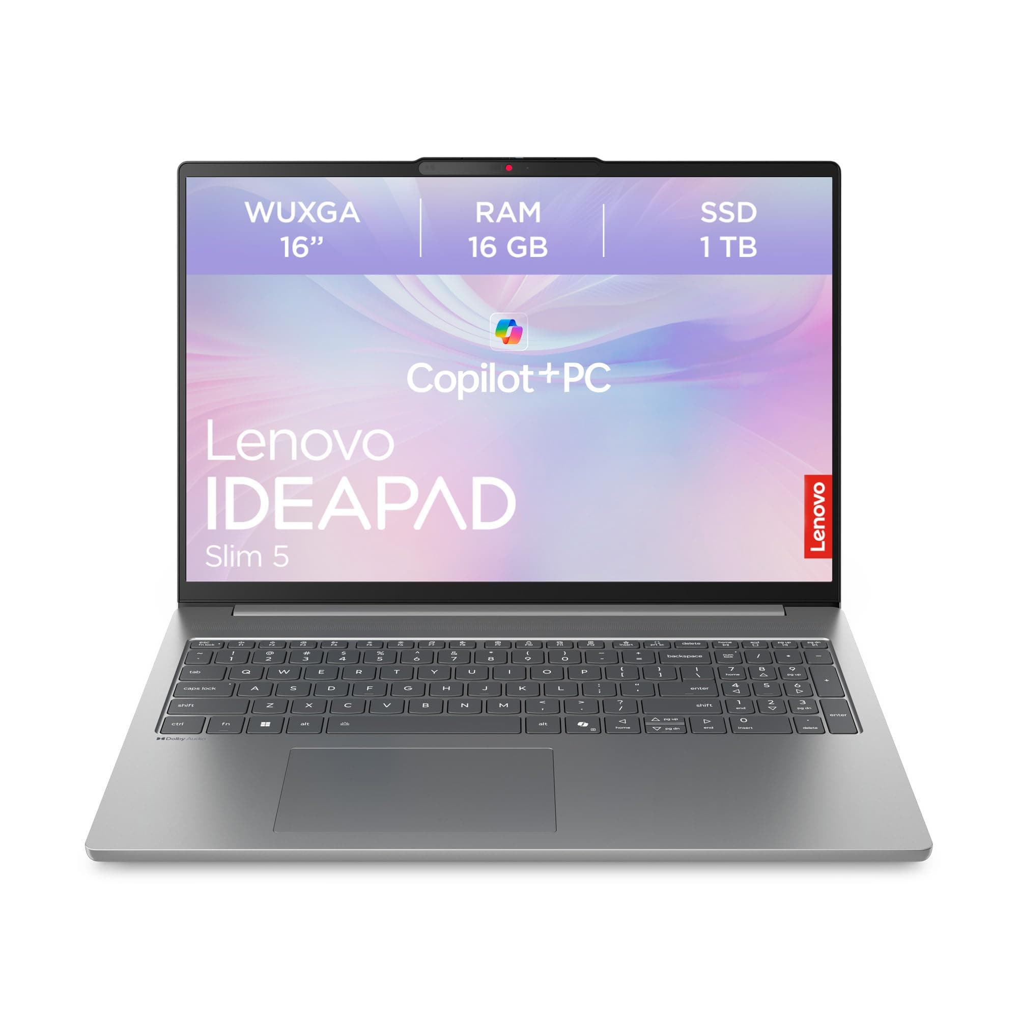 Lenovo IdeaPad Slim 5 Laptop | Copilot+ PC | 16"WUXGA Display | AMD Ryzen AI 7 350 | 1TB SSD | 16GB RAM | AMD Radeon 860M Grafik | QWERTZ | Beleuchtet | Windows 11 | Luna Grau | 3 Monate Premium Care