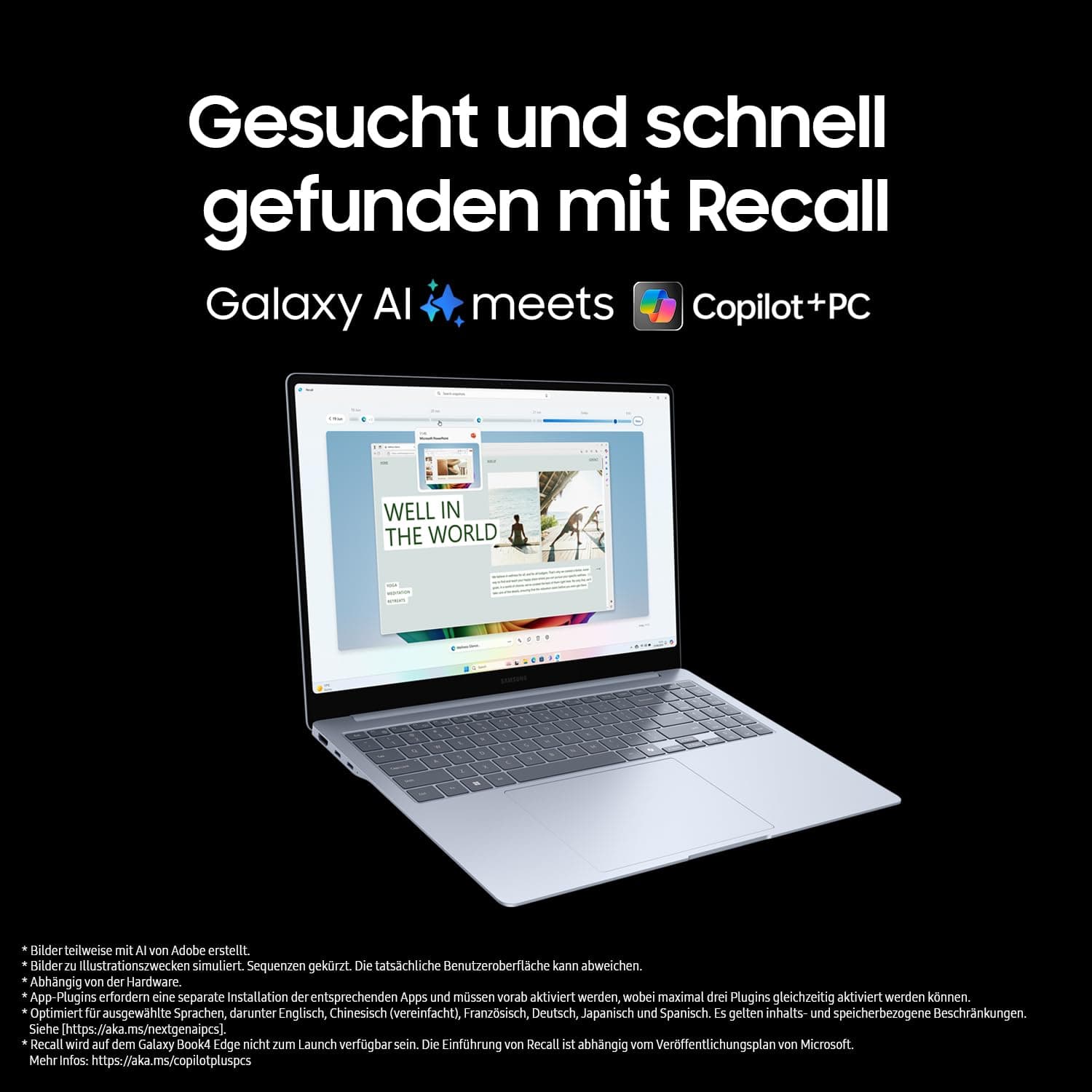 Samsung Galaxy Book4 Edge AI-Laptop, 15,6-Zoll-Display, 16GB RAM, Snapdragon X Plus Prozessor, Notebook 512GB Speicher, Copilot+ PC, Sapphire Blue, 3 Jahre Herstellergarantie [Exklusiv bei Amazon] Bild 3