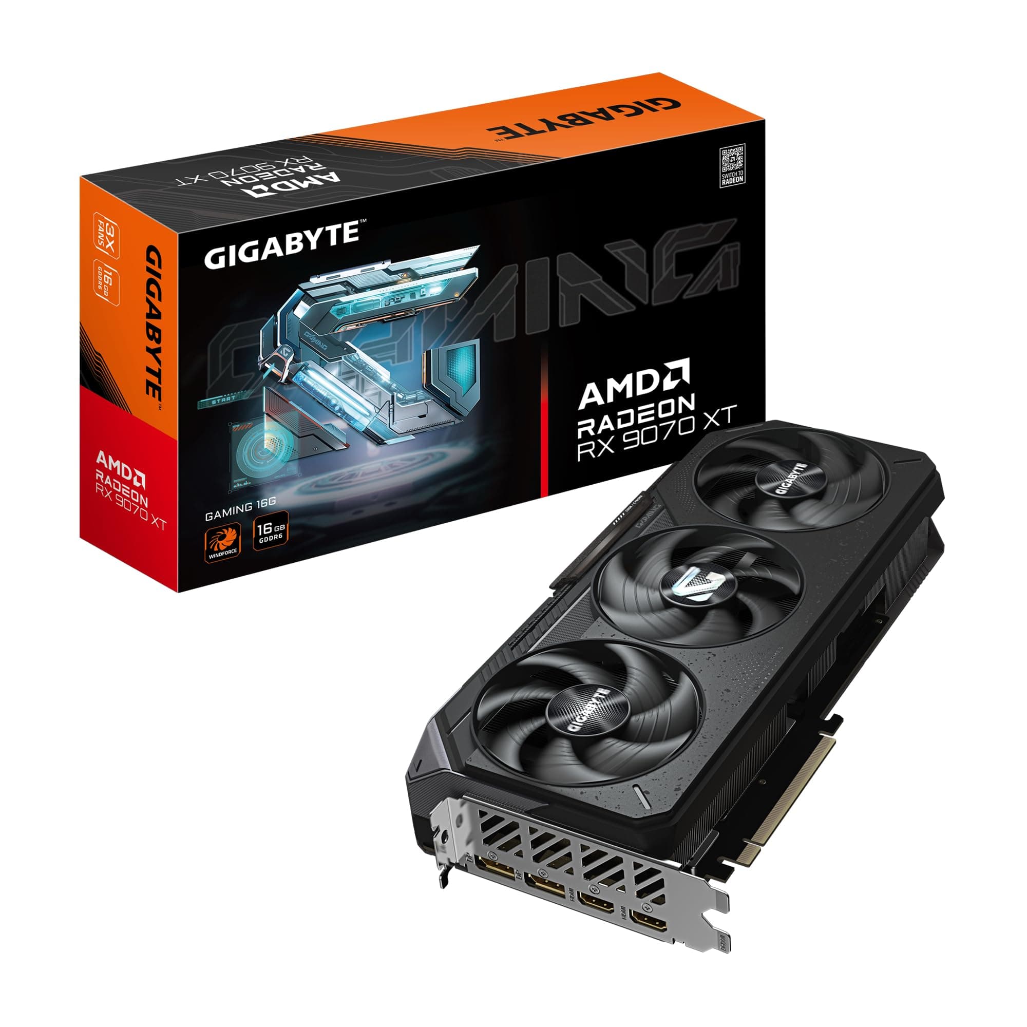 Gigabyte Radeon RX 9070 XT Gaming 16G Grafikkarte – 16 GB GDDR6, 256-Bit, PCI-E 5.0, 2970 MHz Kernfrequenz, 2 x DisplayPort 2.1a, 2 x HDMI 2.1b, GV-R9070XTGAMING-16GD Bild 2