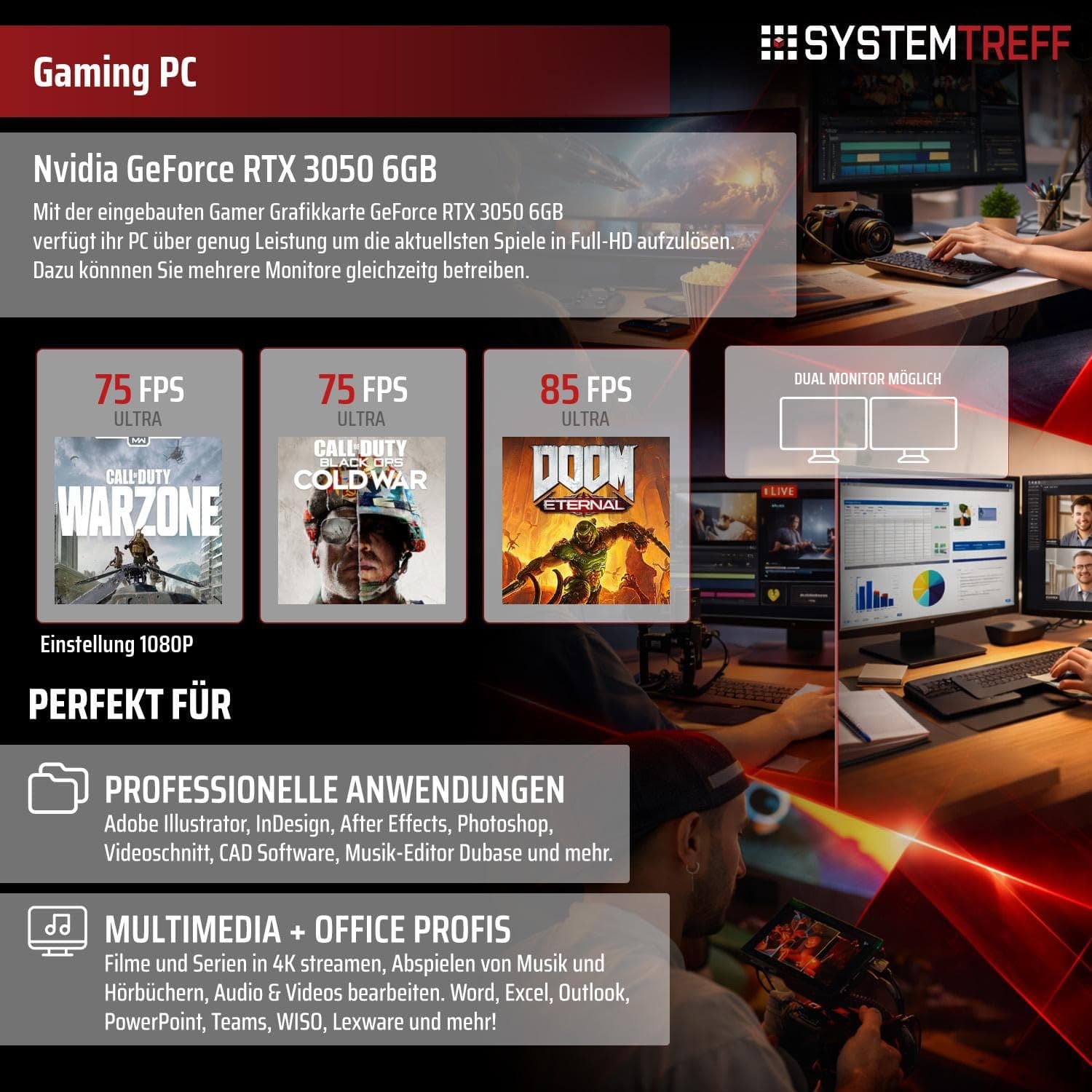 SYSTEMTREFF Basic Gaming PC weiß Intel Core i5-12600K 6x4.9GHz | Nvidia RTX 3050 6GB | 512GB M.2 NVMe | 16GB DDR4 RAM | Windows 11 | Desktop Computer Rechner für Gamer, Zocker & Streamer Bild 5