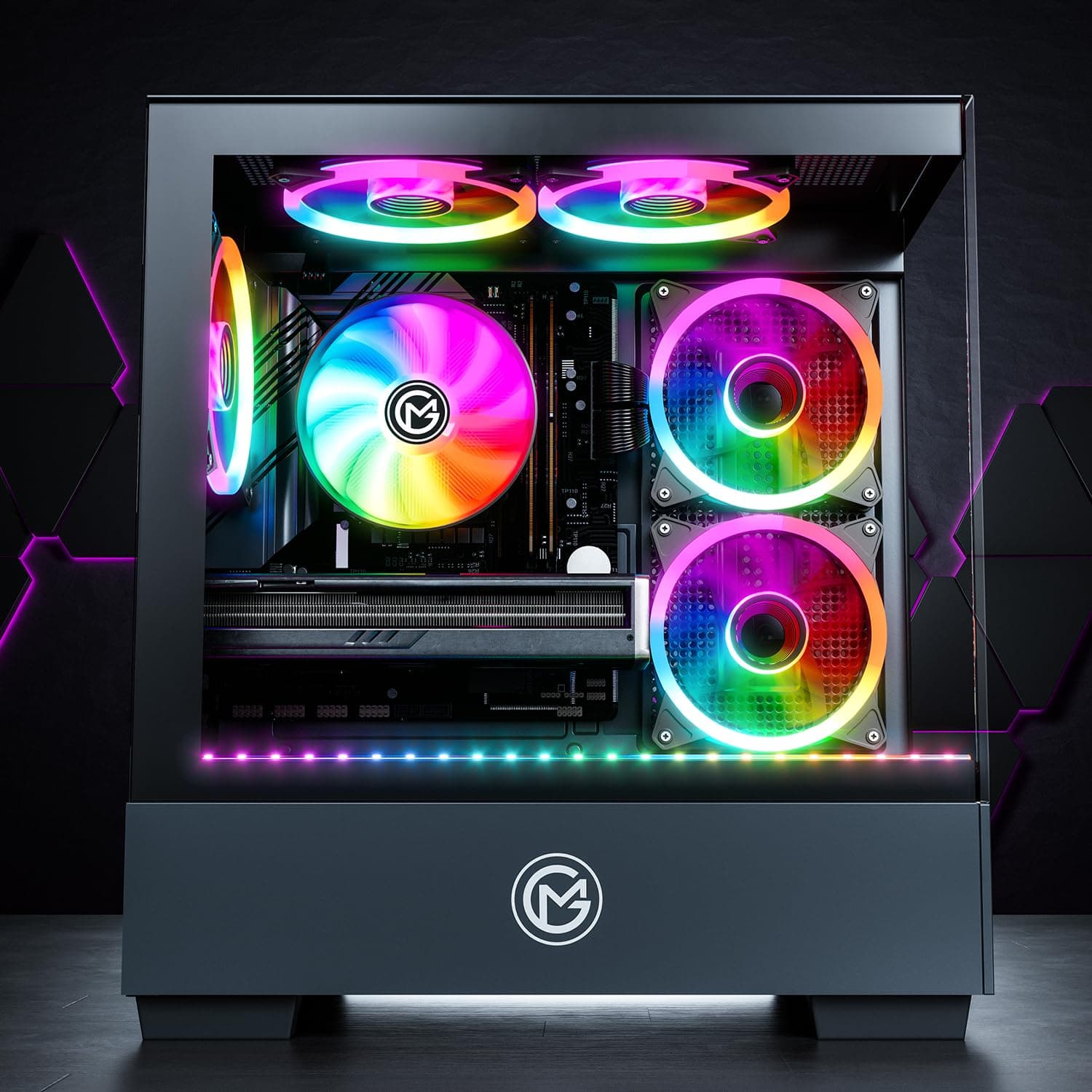 GameMachines Evolv - Gaming PC - AMD Ryzen 7 5700X - AMD Radeon RX 9070 16GB - 1TB SSD - 32GB DDR4 - WLAN - Win 11 Pro RX 9070 + 32GB RAM Schwarz Bild 2