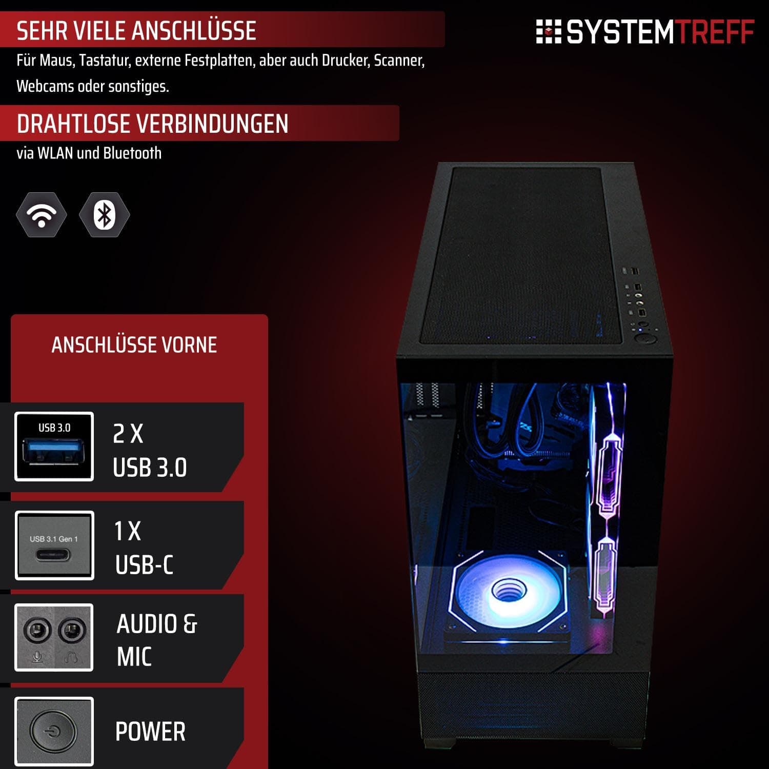 SYSTEMTREFF High-End Gaming PC Intel Core i7-14700KF 8x5.6GHz | AMD Radeon RX 9070 XT 16GB DX12 | 1TB M.2 NVMe | 32GB DDR5 RAM | Windows 11 | Desktop Computer Rechner für Gamer, Zocker & Streamer Bild 4