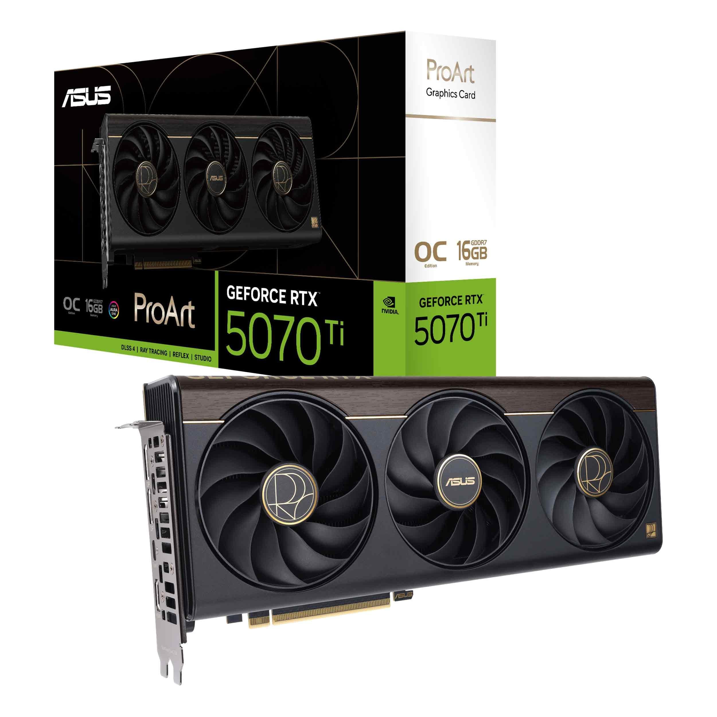 ASUS ProArt GeForce RTX 5070 Ti OC Edition 16GB GDDR7 Content Creation Grafikkarte (NVIDIA Blackwell, DLSS 4, Gaming, 2,5-Slot, 1x USB Typ-C, 1x HDMI 2.1b, 2X DisplayPort 2.1b, PROART-RTX5070TI-O16G) Bild 2