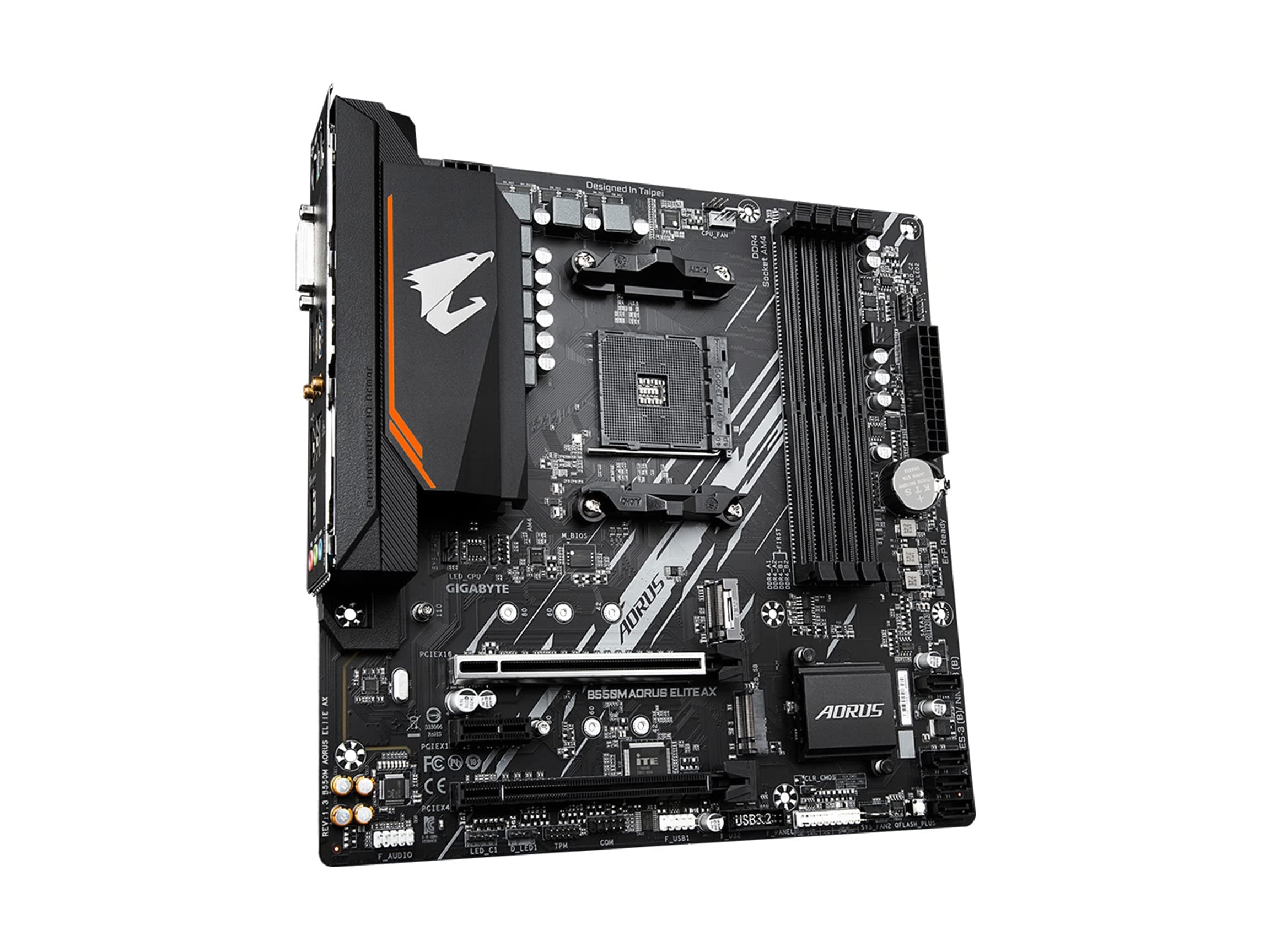 GIGABYTE B550M AORUS Elite AX Mainboard – AMD Ryzen 5000 CPUs, 5+3 Phasen VRM, bis zu 4733 MHz DDR4, 1xPCIe 4.0 + 1xPCIe 3.0 M.2, Wi-Fi 6E, 1GbE LAN, USB 3.2 Gen 1 Bild 5