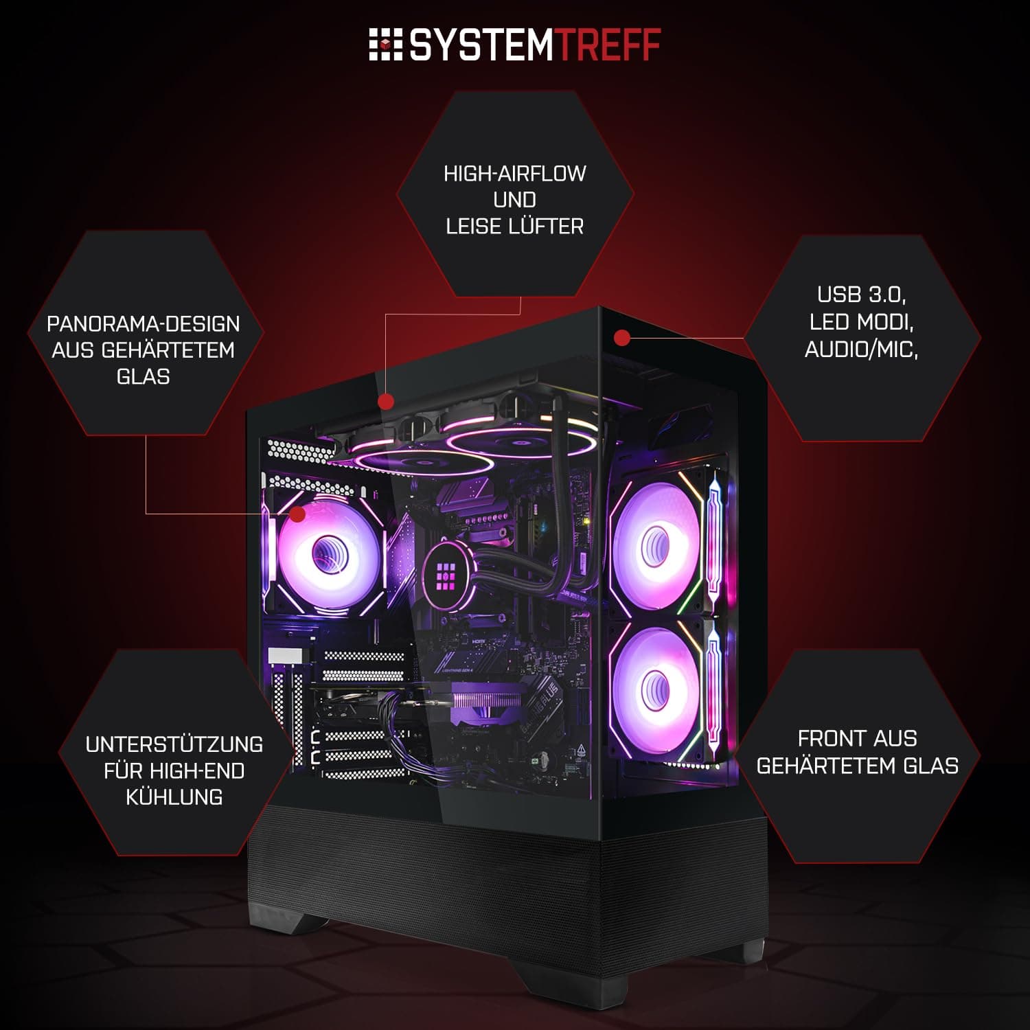 SYSTEMTREFF High-End Gaming PC Intel Core i7-14700KF 8x5.6GHz | AMD Radeon RX 9070 XT 16GB DX12 | 1TB M.2 NVMe | 32GB DDR5 RAM | Windows 11 | Desktop Computer Rechner für Gamer, Zocker & Streamer Bild 3