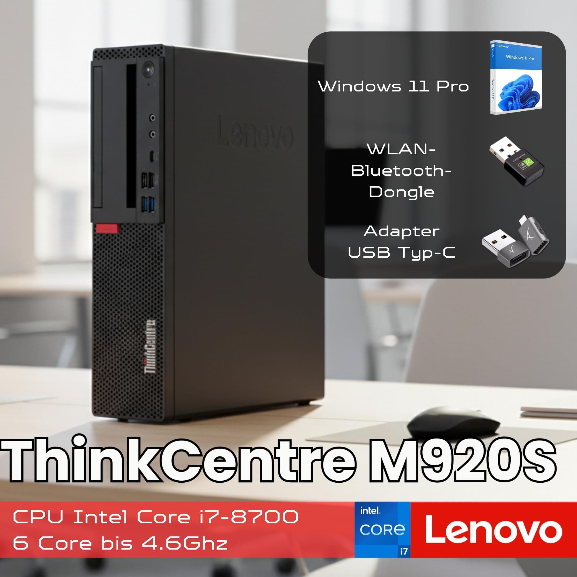 Lenovo ThinkCentre M920s SFF | Intel Core i7-8700 | 16 GB RAM | 512 gb SSD Windows 11 Pro WiFi Bluetooth Display Port USB Type-C – 36 Monate GARANTIE (überholt) i7-16-512 Bild 3
