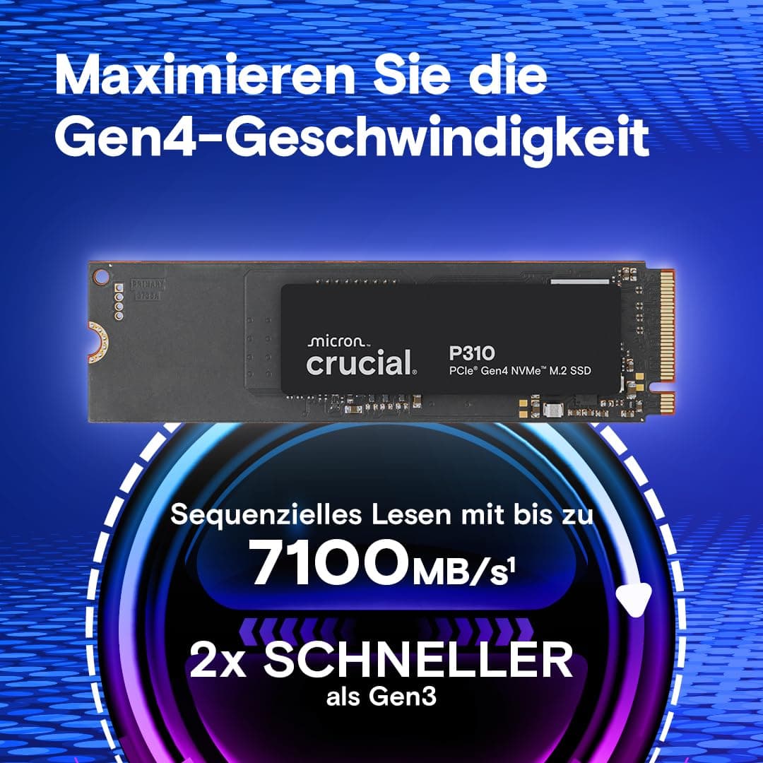 Crucial P310 SSD 1TB M.2 2280 PCIe Gen4 NVMe, bis 7.100 MB/s, für Laptop, Desktop PC & Handheld Spielekonsolen, Interne Festplatte - CT1000P310SSD801 Bild 3