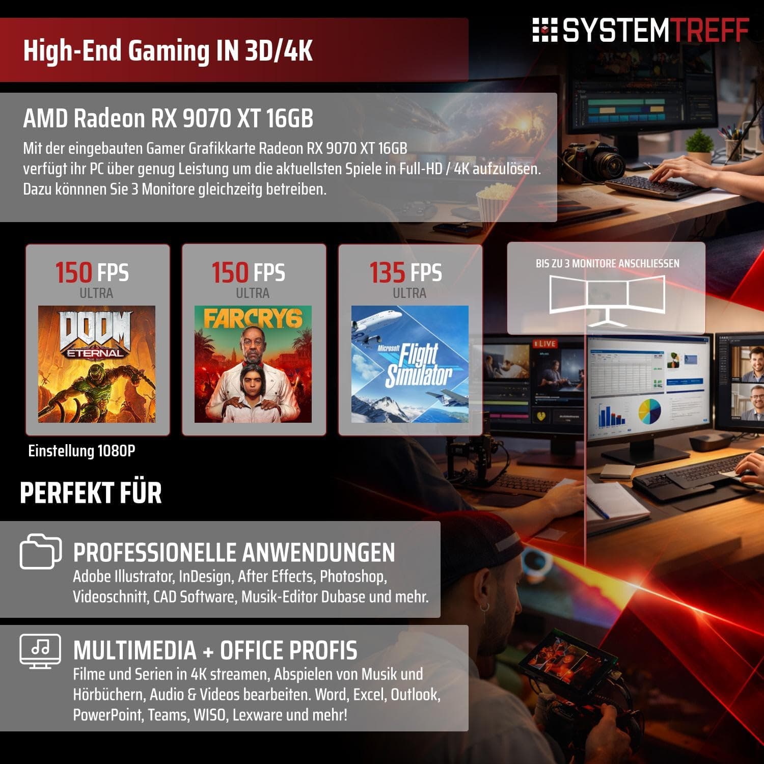 SYSTEMTREFF High-End Gaming PC Intel Core i7-14700KF 8x5.6GHz | AMD Radeon RX 9070 XT 16GB DX12 | 1TB M.2 NVMe | 32GB DDR5 RAM | Windows 11 | Desktop Computer Rechner für Gamer, Zocker & Streamer Bild 5