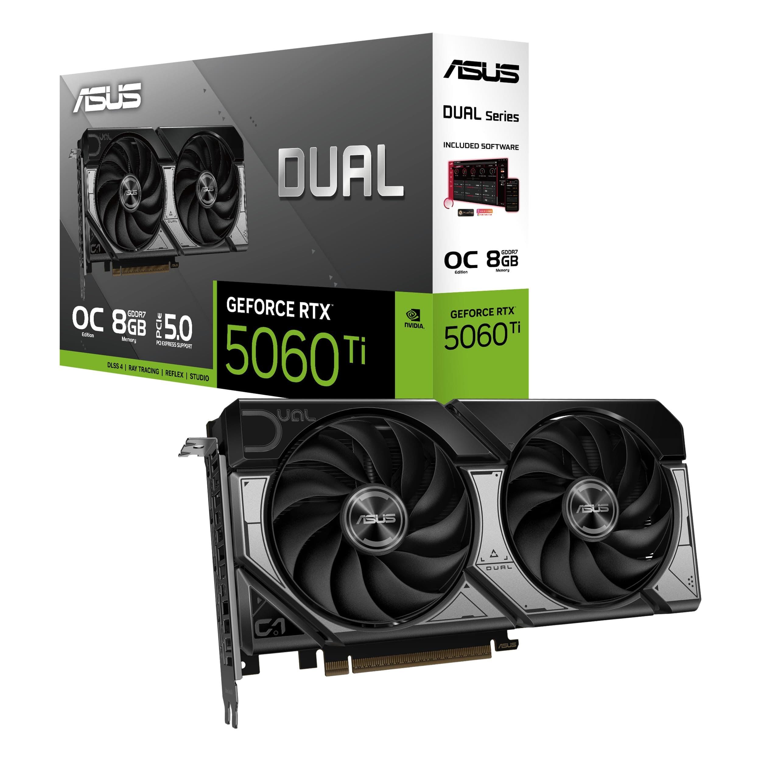 ASUS Dual GeForce RTX 5060 Ti 8GB GDDR7 OC Edition Gaming Grafikkarte (Nvidia GeForce RTX5060Ti DLSS 4, 2,5-Slot Design, PCIe 5.0, 3X DisplayPort 2.1b, 1x HDMI 2.1b, DUAL-RTX5060TI-O8G) Bild 2