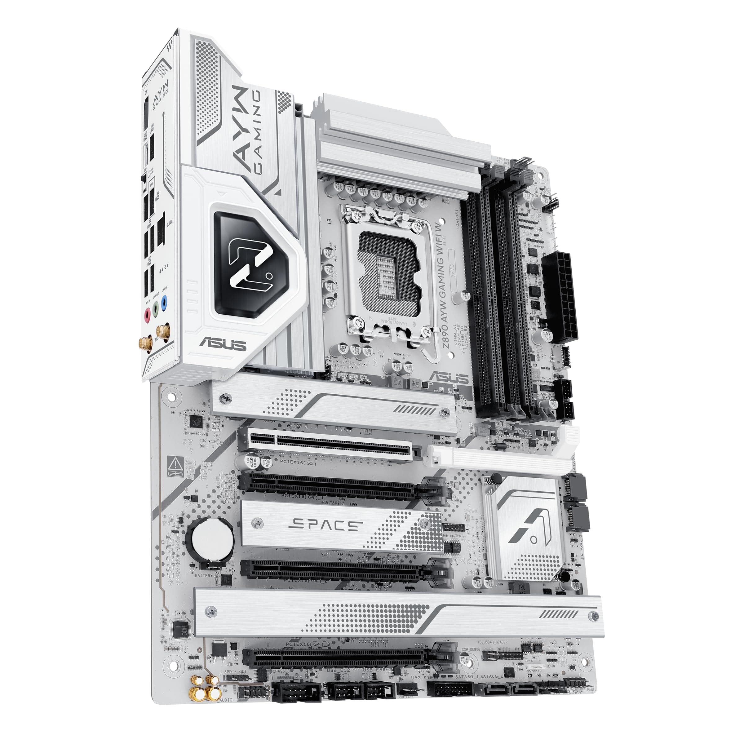 ASUS Z890 AYW Gaming WiFi W ATX Z890 Motherboard, Intel® Core™ Ultra Series 2 Ready, Advanced AI PC-Ready, 16+1+2+1 Stufen, DDR5, PCIe® 5.0, Thunderbolt™ 4, USB Type-C®, 4x M.2, Wi-Fi 7, 2.5GB LAN Bild 3