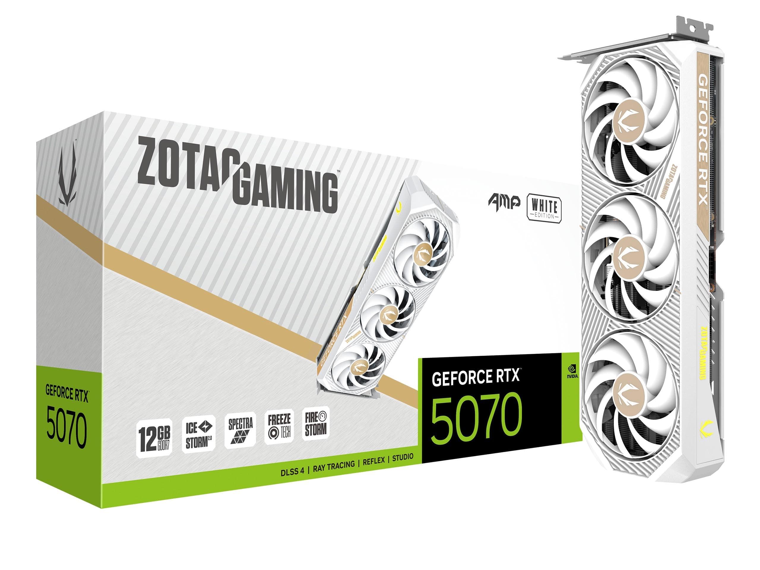 ZOTAC Gaming GeForce RTX 5070 AMP White Edition DLSS 4 12GB GDDR7 192-bit 28Gbps PCIE 5.0 Gaming Grafikkarte, IceStorm 2.0 Kühlung, Spectra RGB Beleuchtung, ZT-B50700FQ-10A Bild 2