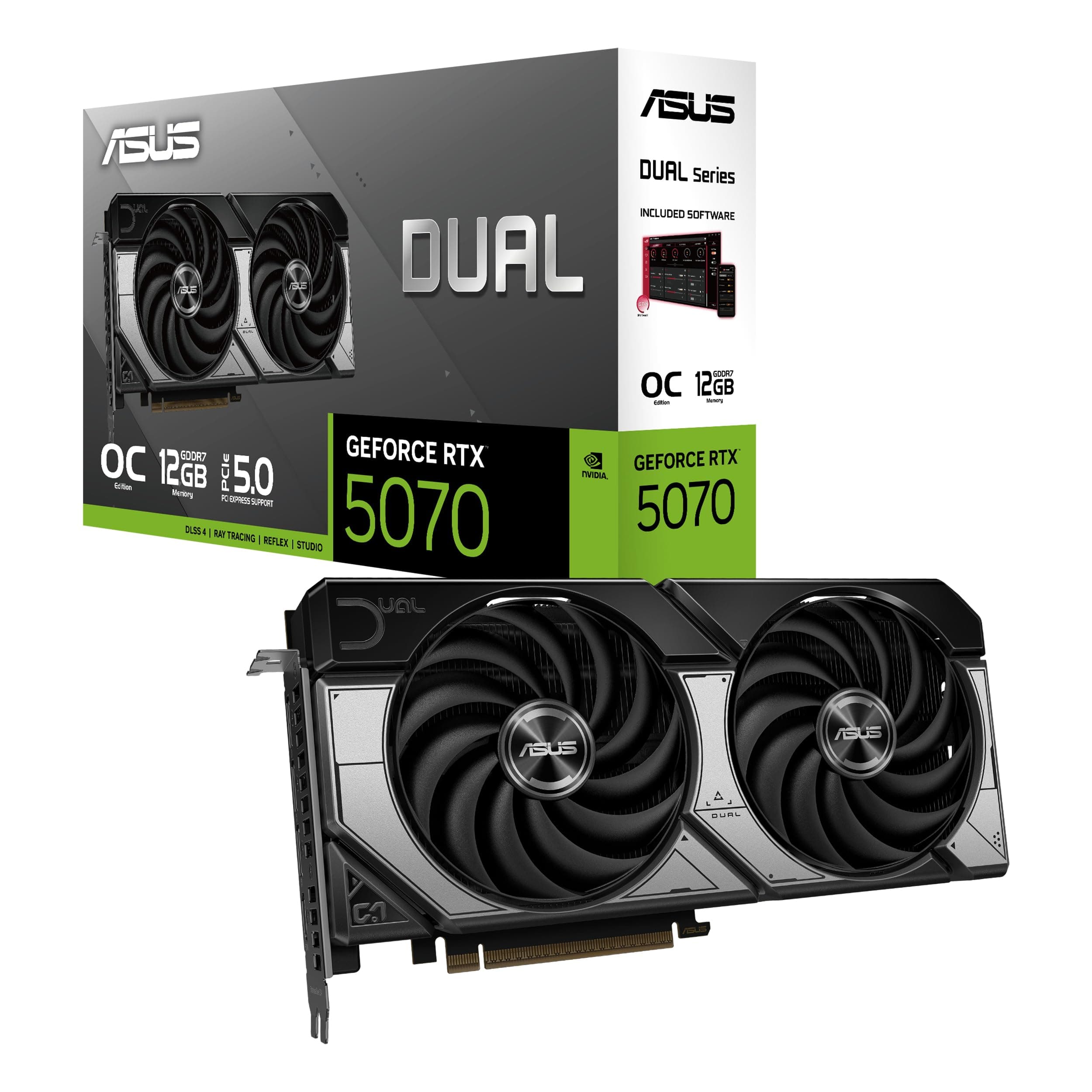 ASUS Dual GeForce RTX 5070 12GB GDDR7 OC Edition Gaming Grafikkarte (NVIDIA Blackwell Architektur und DLSS 4, 2,5-Slot Design, SSF, PCIe 5.0, 3X DisplayPort 2.1b, 1x HDMI 2.1b) Bild 2
