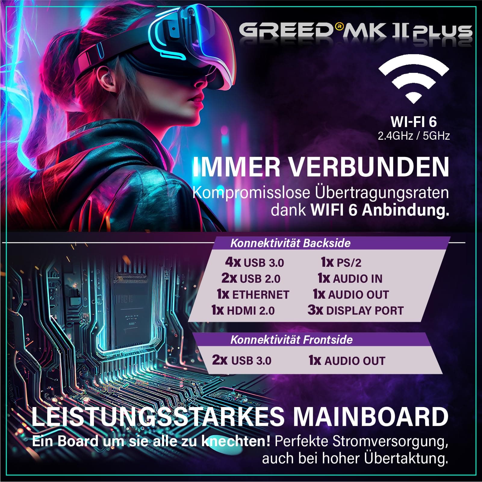 Greed® MK2 Plus - High End Gaming PC – Intel Core i7-12700F + RX 9060 XT 16GB - Schneller RGB Computer + 4K Raytracing Rechner mit 4,9 GHZ - 32GB DDR4 RAM - 1TB SSD + 750W Netzteil - WLAN + W11 Pro MK2 PLUS | 9060 XT INTEL 32GB Bild 6