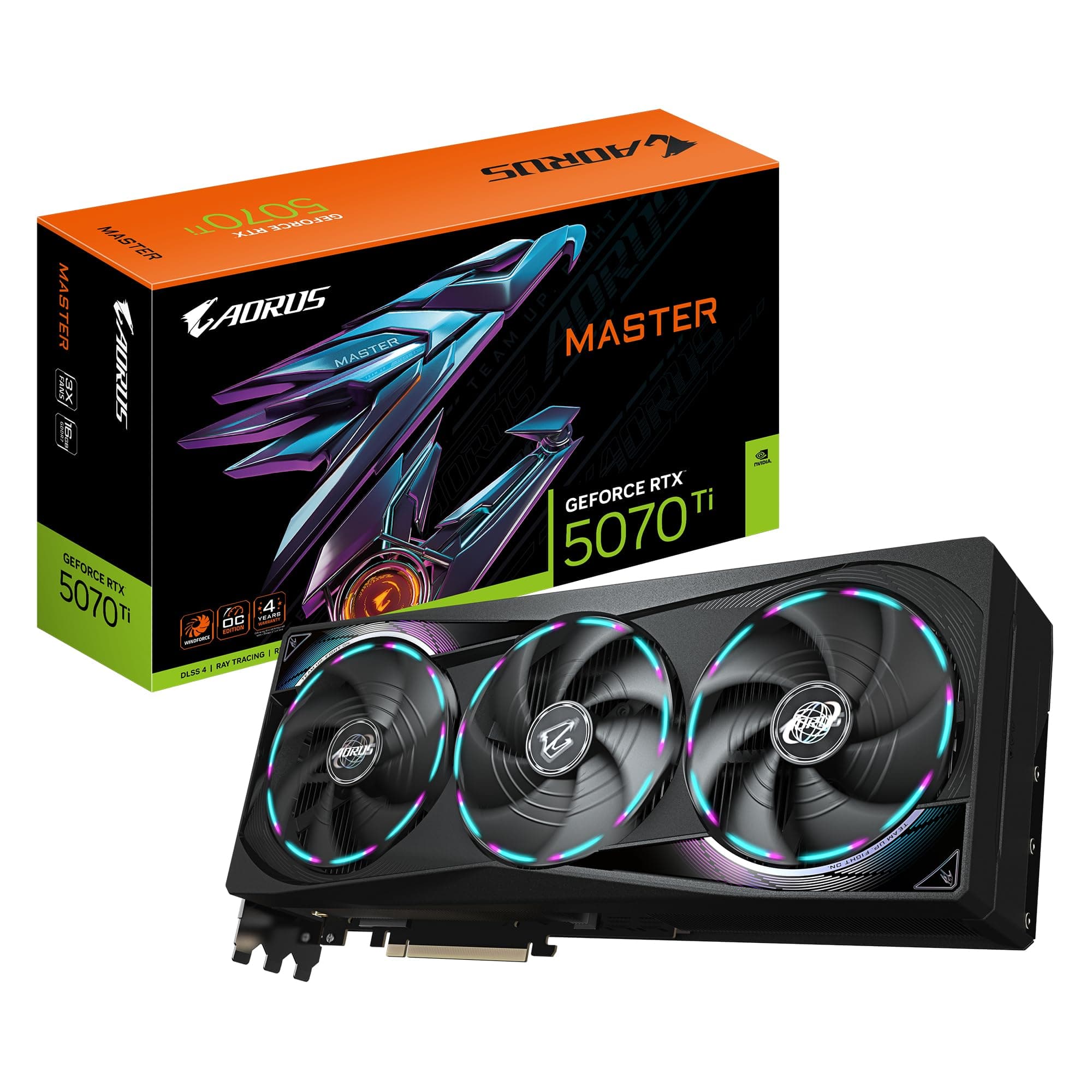 Gigabyte AORUS GeForce RTX 5070 Ti Master 16G Grafikkarte - 16GB GDDR7, 256 Bit, PCI-E 5.0, 2670 MHz Core Clock, 3 x DP 2.1a, 1 x HDMI 2.1b, NVIDIA DLSS 4, GV-N507TAORUS M-16GD Bild 2