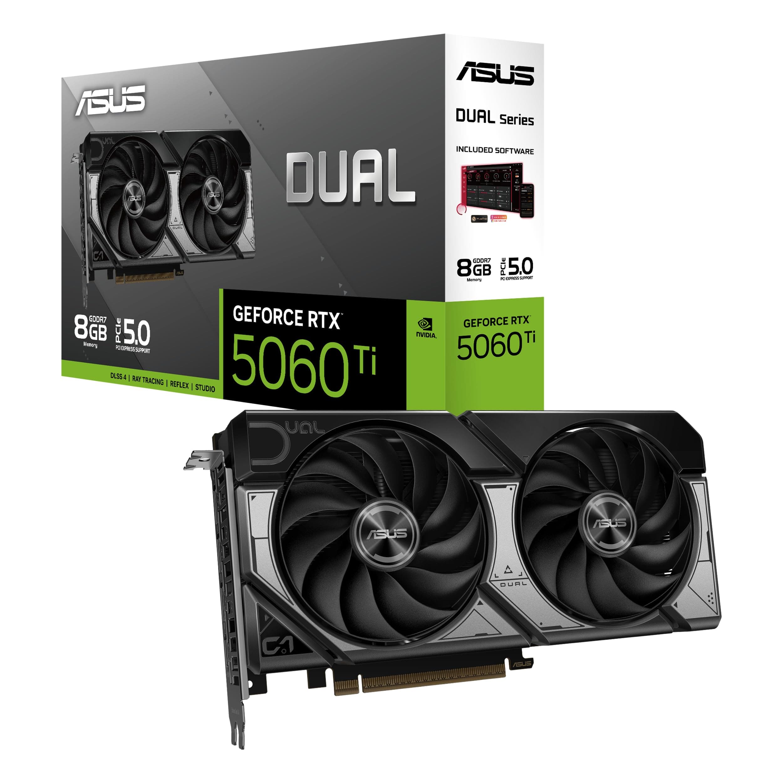 ASUS Dual GeForce RTX 5060 Ti 8GB GDDR7 Gaming Grafikkarte (Nvidia GeForce RTX5060Ti DLSS 4, 2,5-Slot Design, PCIe 5.0, 3X DisplayPort 2.1b, 1x HDMI 2.1b, DUAL-RTX5060TI-8G) Bild 2