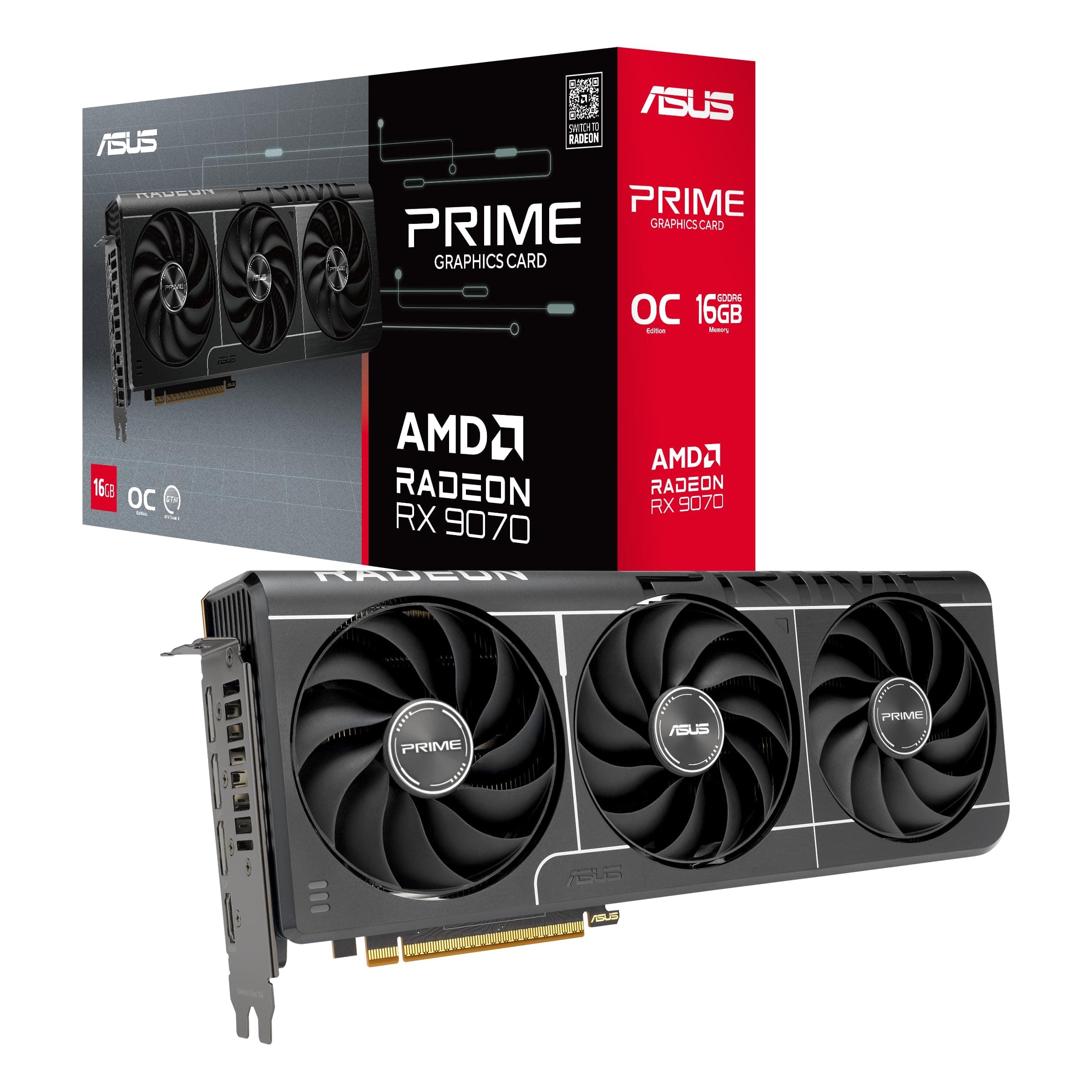 ASUS Prime Radeon RX 9070 OC Edition Grafikkarte (PCIe 5.0, HDMI/DP 2.1, 2.5-Slot Design, Axial-Tech-Lüfter, Dual-Kugellager, Dual BIOS, ASUS GPU Guard) Bild 2