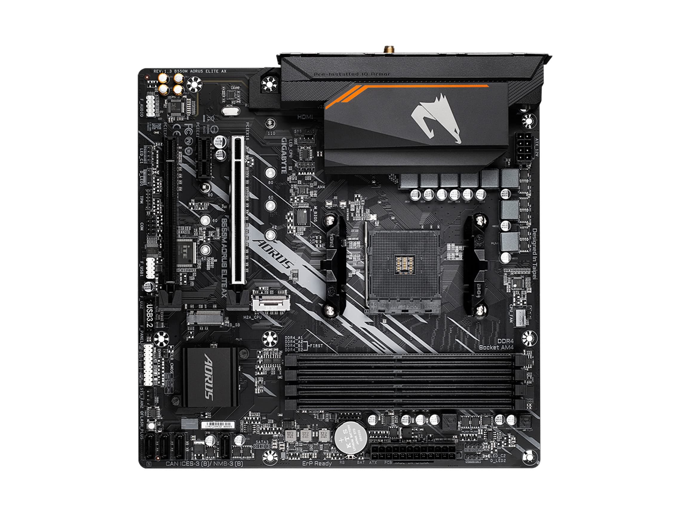 GIGABYTE B550M AORUS Elite AX Mainboard – AMD Ryzen 5000 CPUs, 5+3 Phasen VRM, bis zu 4733 MHz DDR4, 1xPCIe 4.0 + 1xPCIe 3.0 M.2, Wi-Fi 6E, 1GbE LAN, USB 3.2 Gen 1 Bild 7