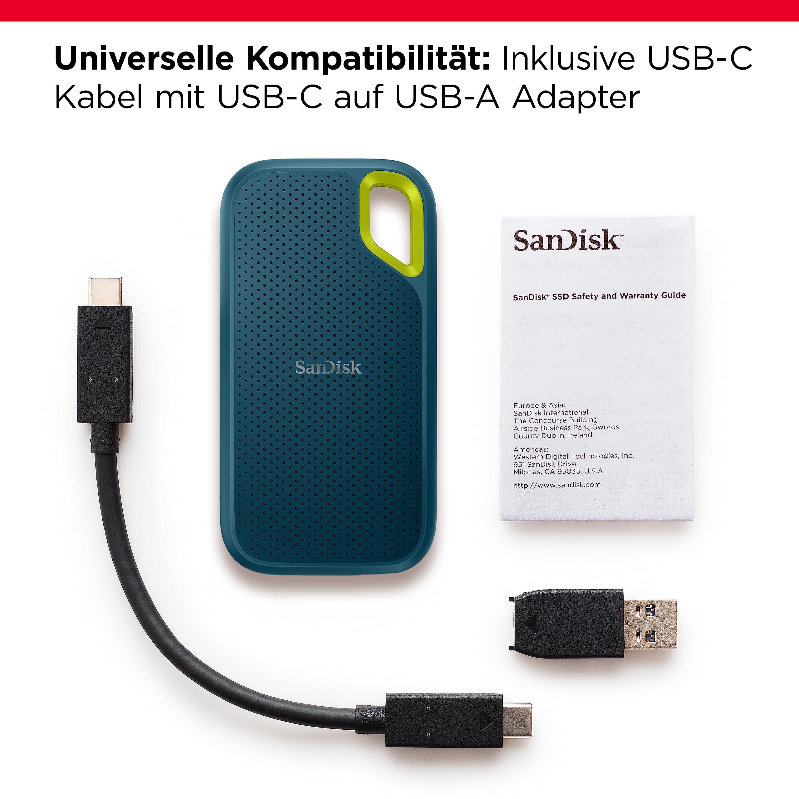 SANDISK Extreme Portable SSD 4TB (up to 1050 MB/s read, 1,000MB/s write, USB-C, NVMe Solid State Performance, IP65 rated for dust and water resistance, Updated Firmware) Monterey 1050MB/s 4 TB Bild 8