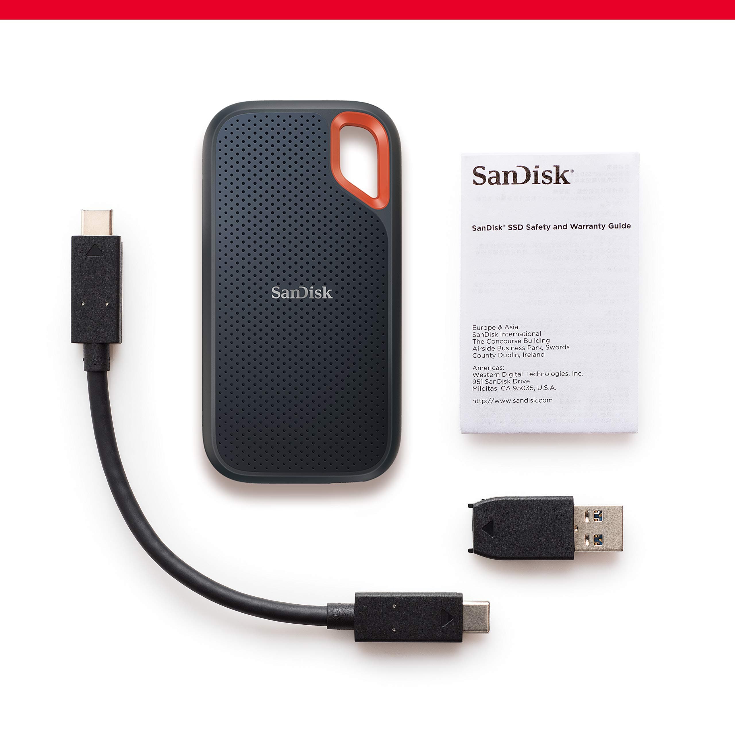 SANDISK Extreme Portable SSD 2 TB (tragbare NVMe SSD, USB-C, bis zu 1.050 MB/s Lesen, bis zu 1.000 MB/s Schreiben, Wasser- und staubbeständig) Schwarz 2. Portable 1.050MB/s 2 TB Schwarz Bild 8