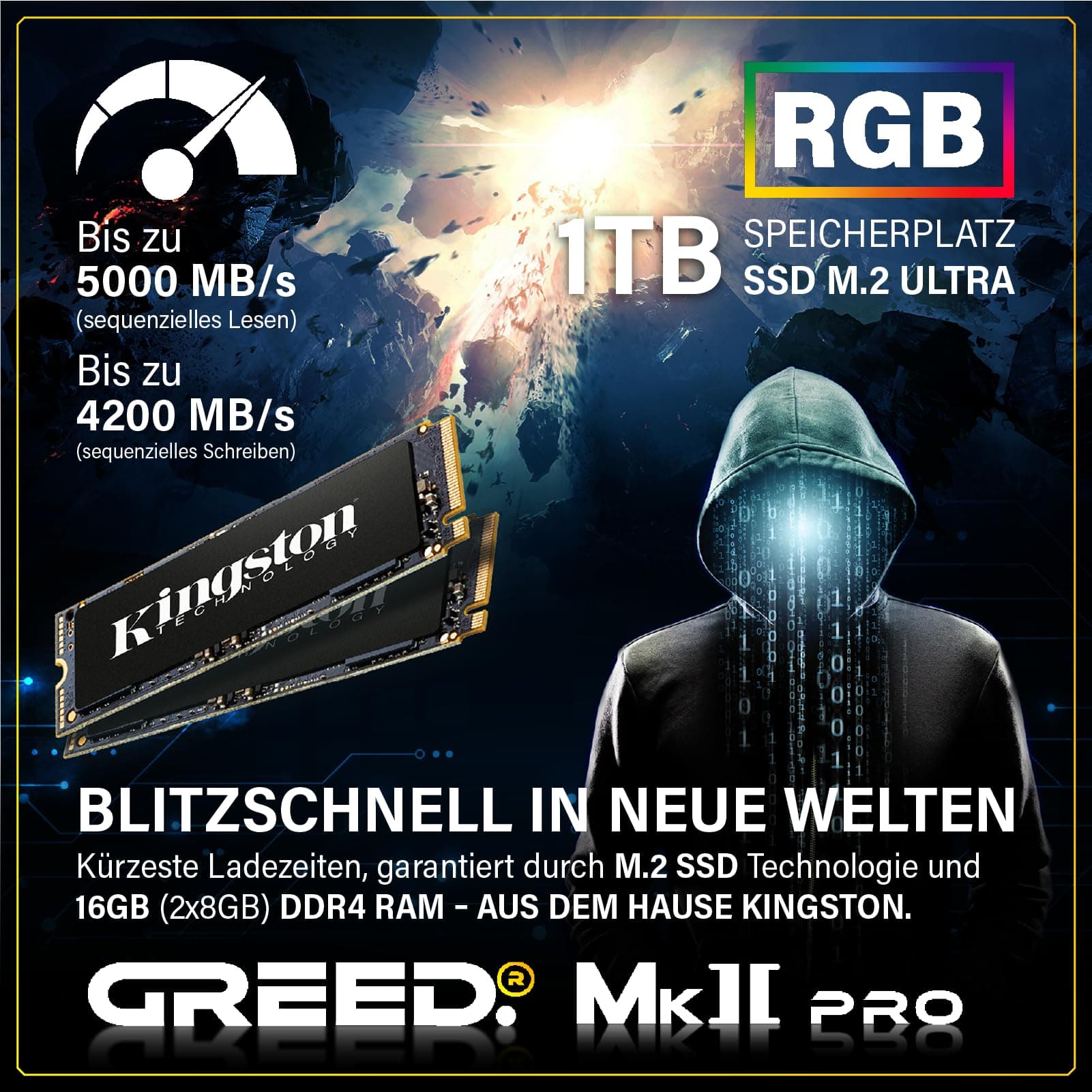 Greed® MK2 Pro - High End Gaming PC - AMD Ryzen 7 5700X + Nvidia Geforce RTX 5070 12 GB - Schneller RGB Computer + 4K Rechner mit 4,6 GHZ - 16 GB DDR4 RAM - Wasserkühlung - 1TB SSD - WLAN + W11 Pro MK2 PRO | RTX 5070 AMD 16GB Bild 5