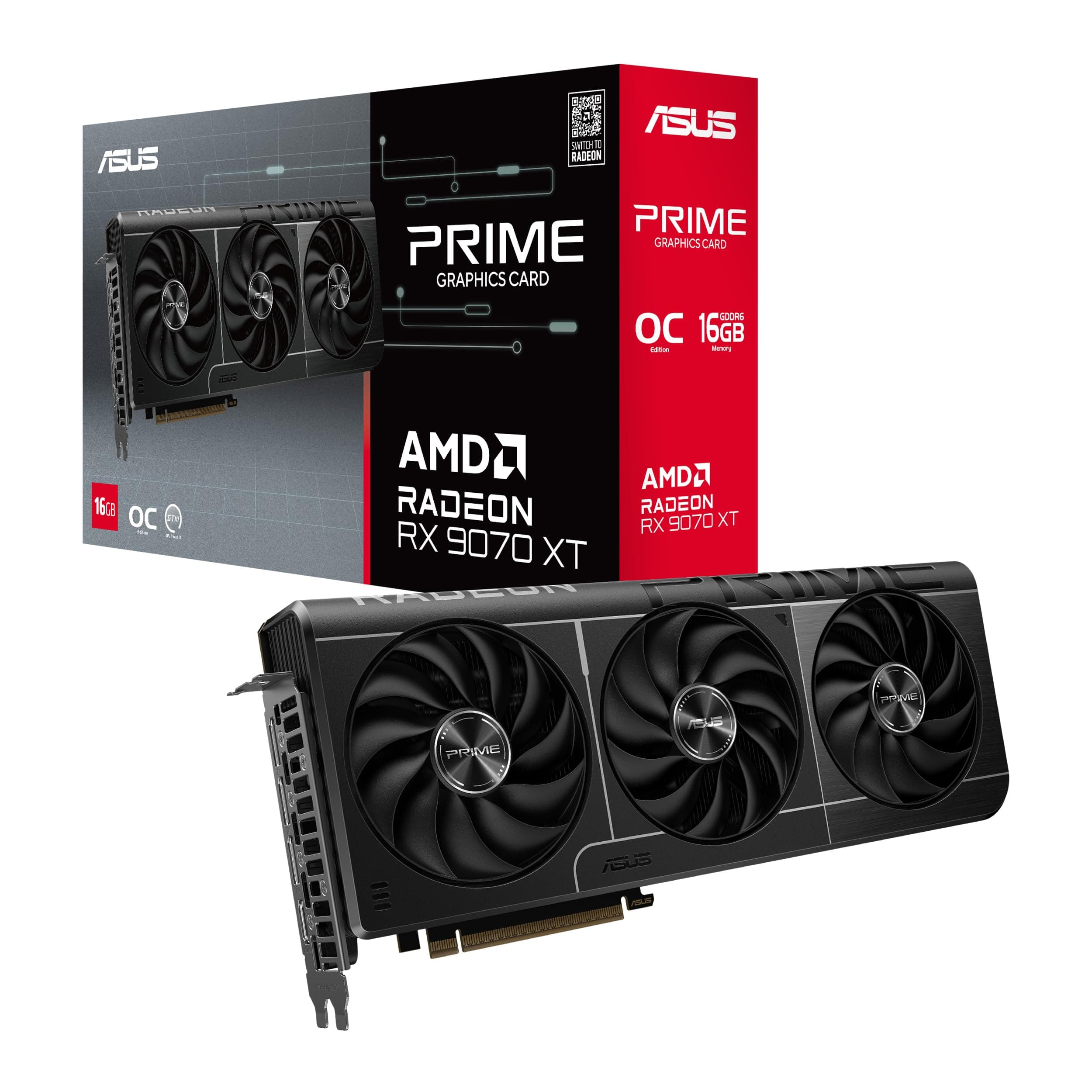 ASUS Prime Radeon RX 9070 XT OC Edition 16GB GDDR6 Gaming Grafikkarte (AMD Radeon RX9070XT, PCIe 5.0, 1x HDMI 2.1b, 3X DisplayPort 2.1a, 2.5-Slot-Design, PRIME-RX9070XT-O16G) Bild 2