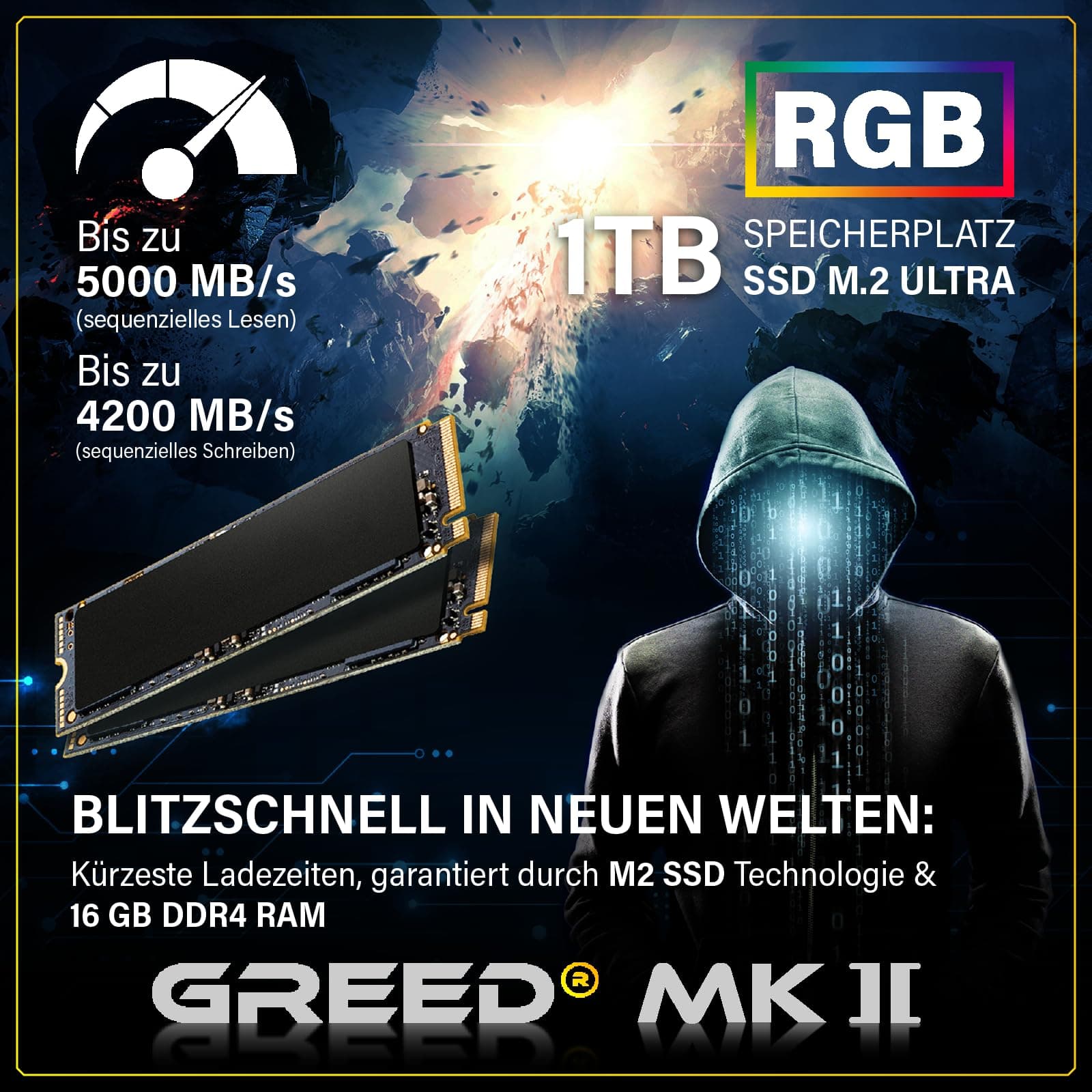 Greed® MK2 - High End Gaming PC - Intel Core i7 12700F & Nvidia Geforce RTX 5060 Ti (8GB) - Ultra Schneller RGB Computer + 4K Raytracing Rechner mit 4,9 GHZ - 16 GB DDR4 RAM - 1TB SSD - WLAN + W11 Pro MK2 | RTX 5060 Ti INTEL 16GB Bild 5