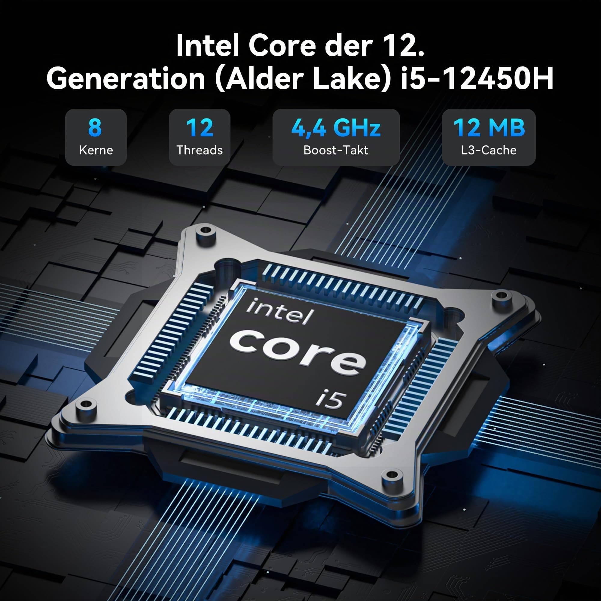 GEEKOM Mini PC IT12 2026 mit Intel i5-12450H[3-Jahren-Garantie], 16GB RAM & 512GB SSD(max. 96GB + 8TB) Windows 11 Pro Vorkonfiguriert, 8K Quad-Display, 2X USB 4.0, SD-Kartensteckplatz, für Business i5-12450H (16GB+512GB) Bild 3
