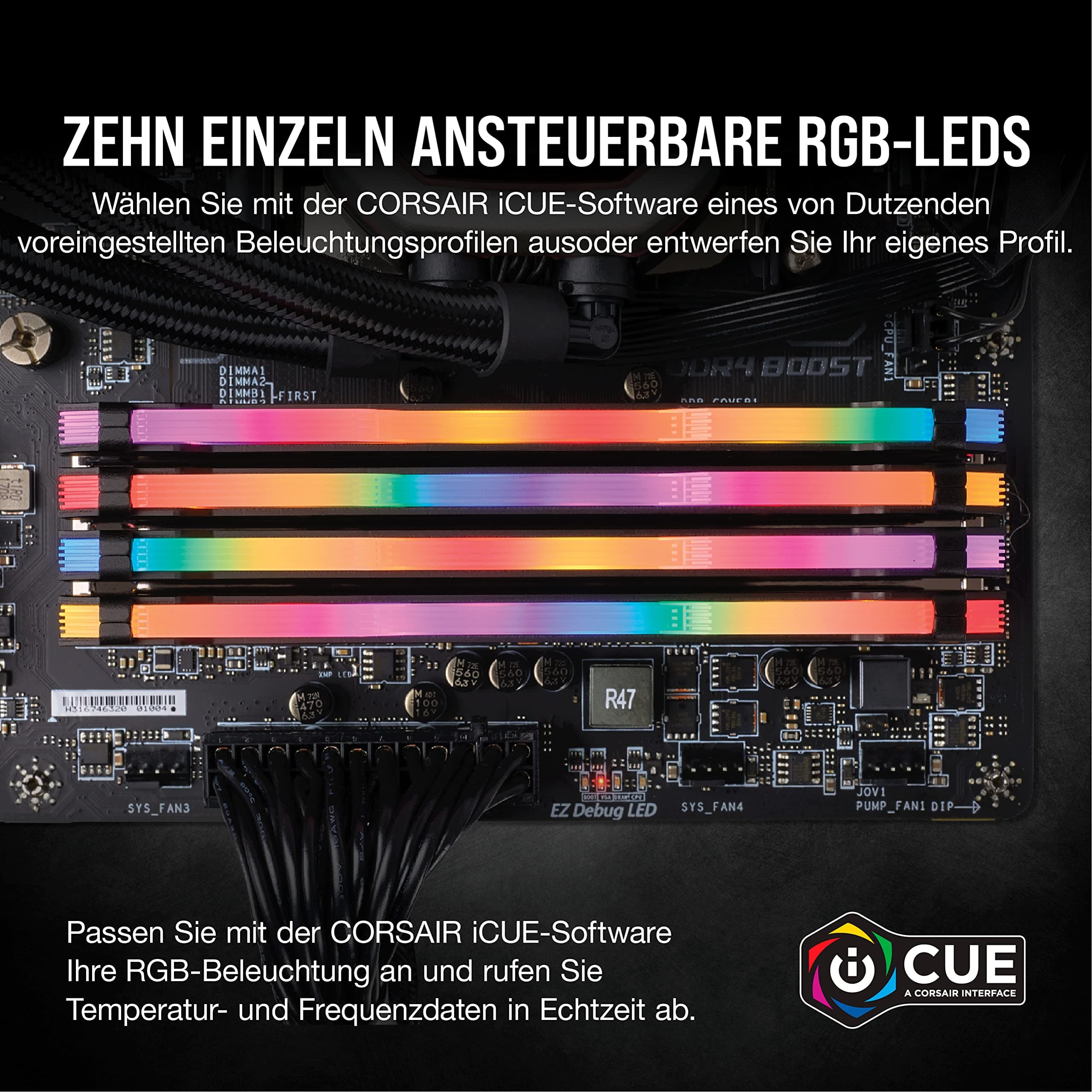 Corsair Vengeance RGB PRO DDR4 RAM 32GB (2x16GB) Bis zu 3200MHz CL16 AMD Intel XMP 2.0 iCUE Kompatibler Computerspeicher – Schwarz (CMW32GX4M2E3200C16) Bild 6