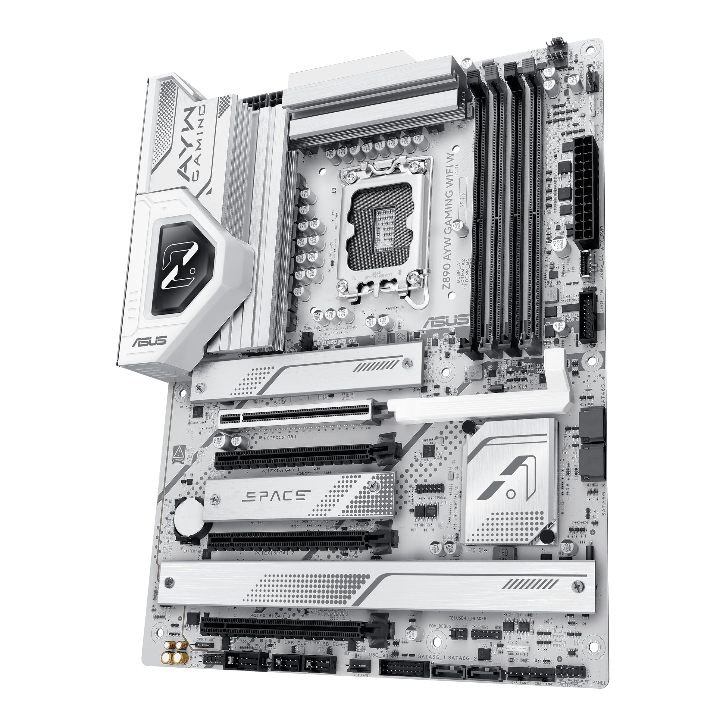 ASUS Z890 AYW Gaming WiFi W ATX Z890 Motherboard, Intel® Core™ Ultra Series 2 Ready, Advanced AI PC-Ready, 16+1+2+1 Stufen, DDR5, PCIe® 5.0, Thunderbolt™ 4, USB Type-C®, 4x M.2, Wi-Fi 7, 2.5GB LAN Bild 5