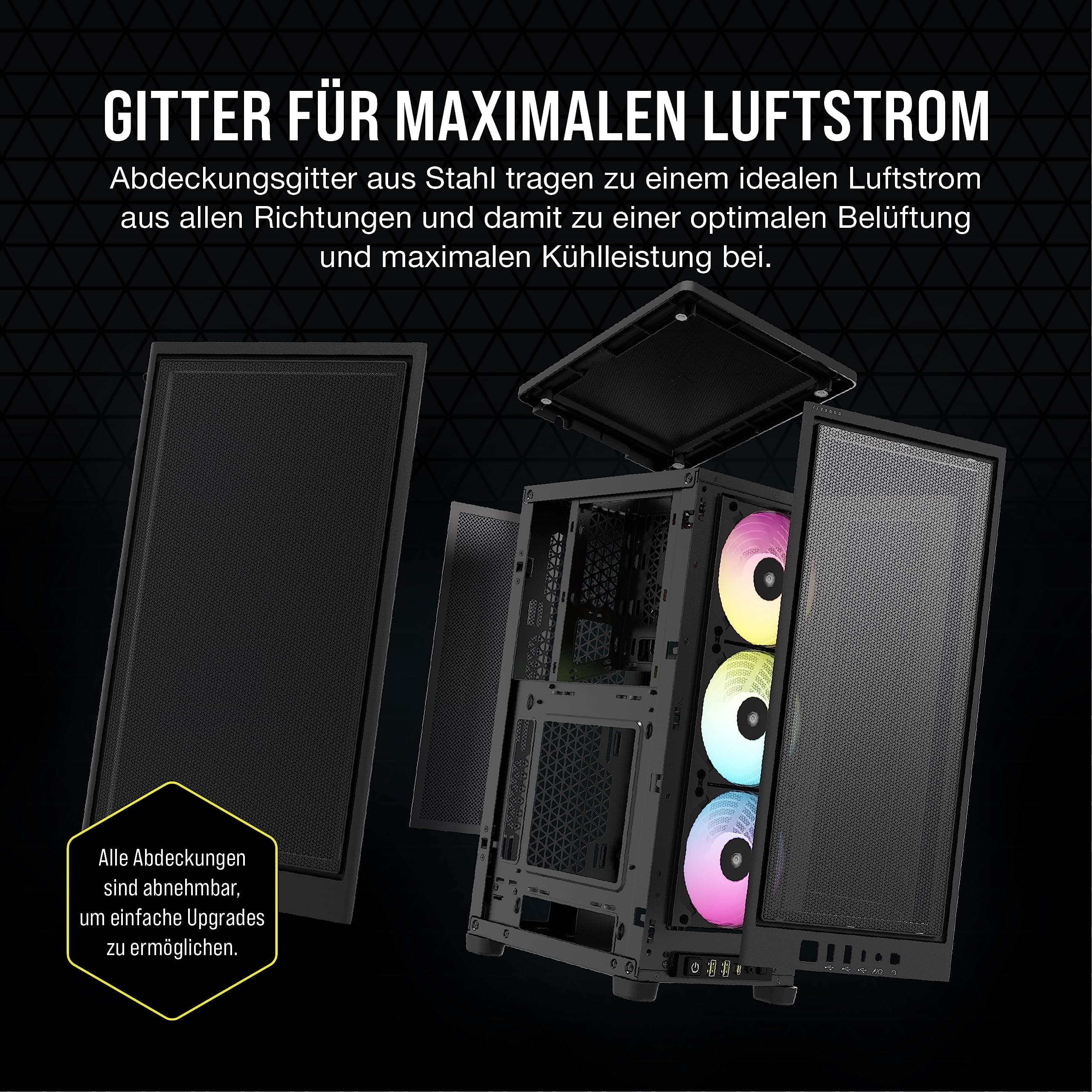 Corsair iCUE 2000D RGB Airflow PC-Gehäuse Mini ITX – Form Mini-ITX – Platten aus Stahl – 3 x Slim AF120 RGB inklusive – iCUE Lighting Node Core Controller – Schwarz Schwarz RGB Airflow Bild 5