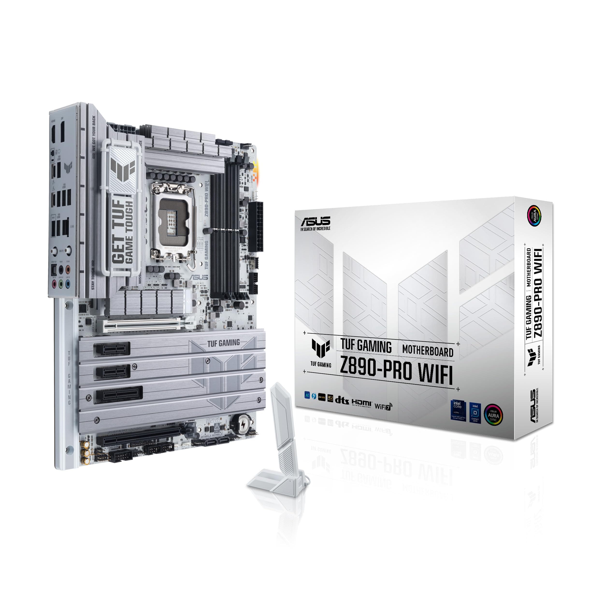ASUS TUF Gaming Z890-PRO WiFi LGA 1851 ATX Motherboard, Intel® Core™ Ultra Series, 16+1+2+1 Stufen, DDR5, PCIe® 5.0, Thunderbolt 4 Type-C, 4x M.2, Wi-Fi 7, 2.5Gb